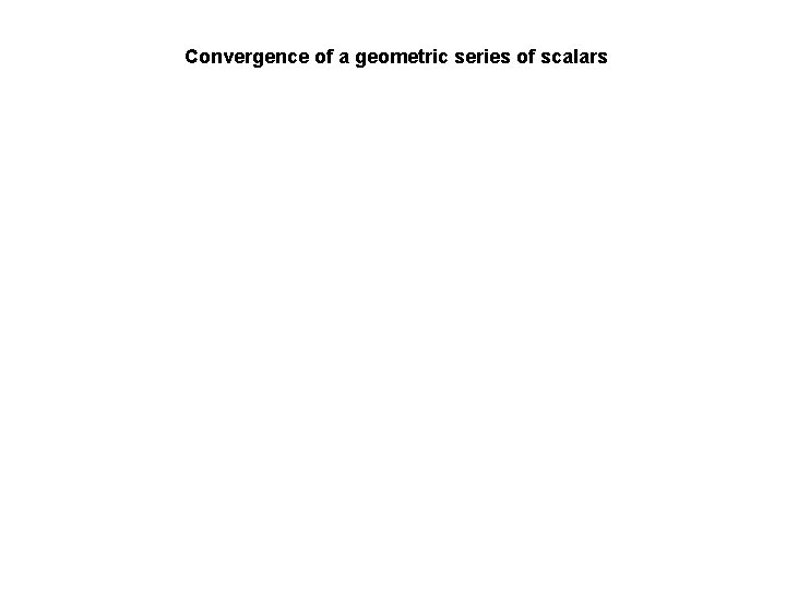 Convergence of a geometric series of scalars Convergence of a geometric series of scalars