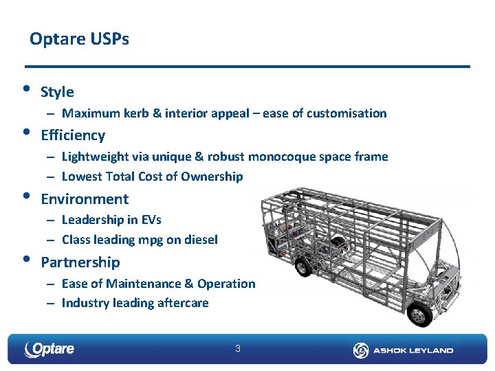 Optare USPs • • Style – Maximum kerb & interior appeal – ease of