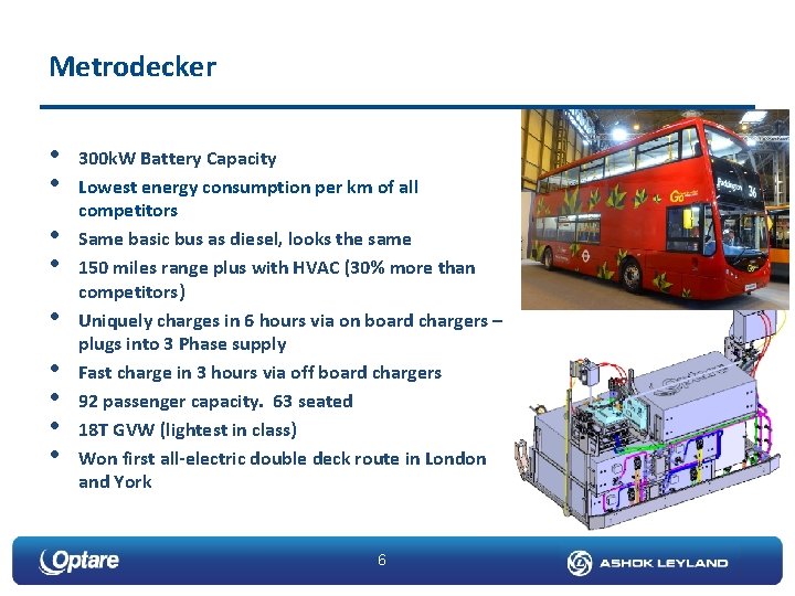 Metrodecker • • • 300 k. W Battery Capacity Lowest energy consumption per km