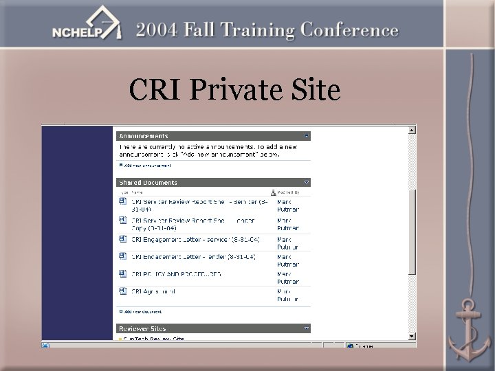 CRI Private Site 