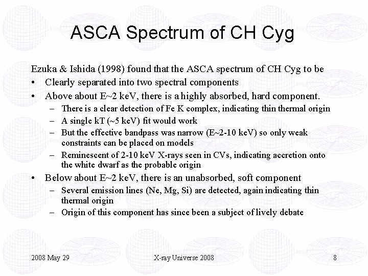 ASCA Spectrum of CH Cyg Ezuka & Ishida (1998) found that the ASCA spectrum