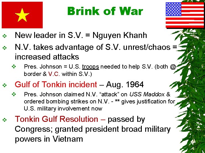 Brink of War v v New leader in S. V. = Nguyen Khanh N.