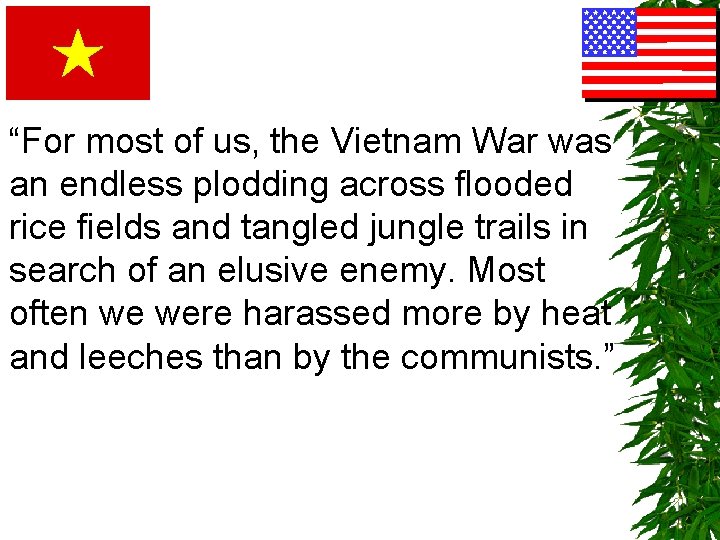 “For most of us, the Vietnam War was an endless plodding across flooded rice