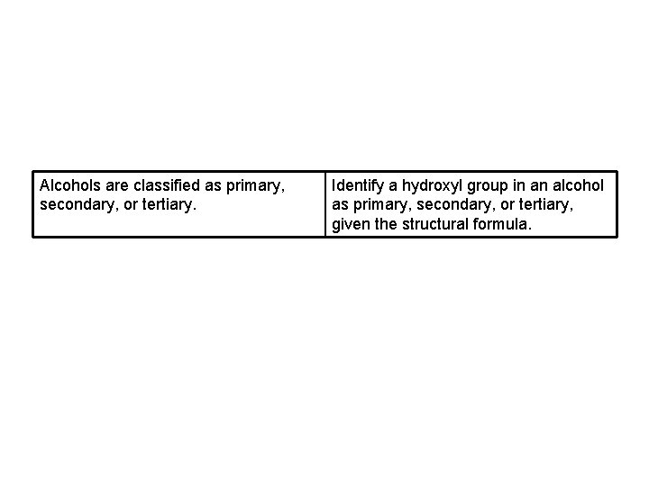 Alcohols are classified as primary, secondary, or tertiary. Identify a hydroxyl group in an