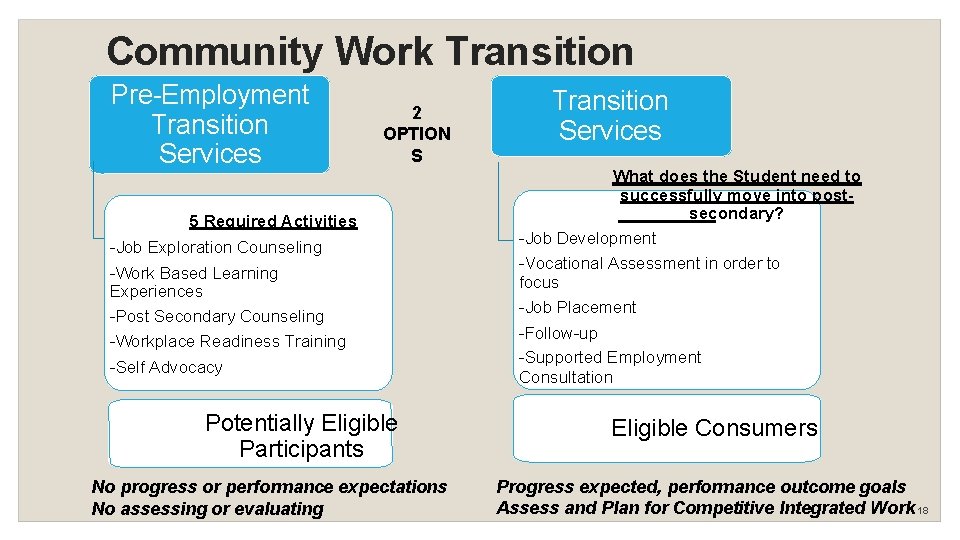 Community Work Transition Pre-Employment Transition Program 2 Transition Services OPTION S 5 Required Activities