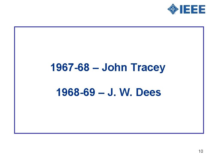 1967 -68 – John Tracey 1968 -69 – J. W. Dees 10 