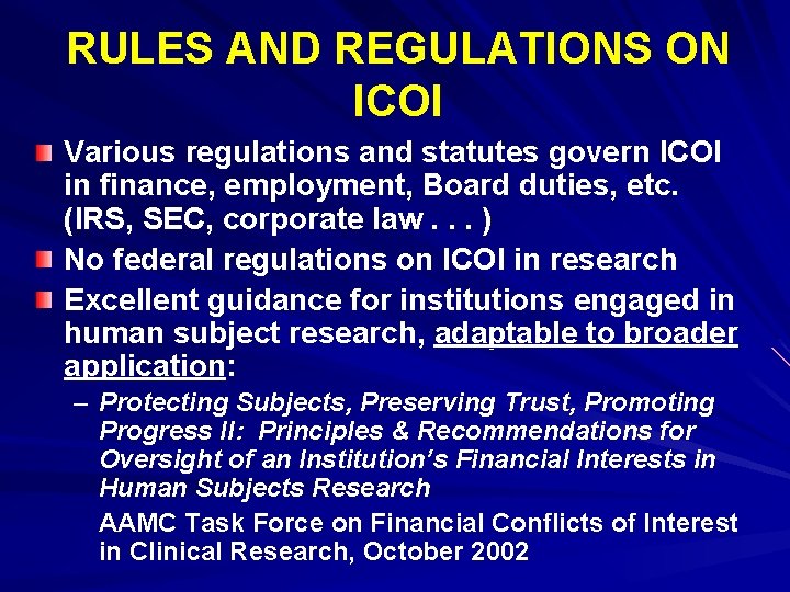 RULES AND REGULATIONS ON ICOI Various regulations and statutes govern ICOI in finance, employment,