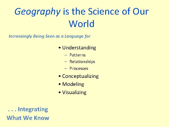 Geography is the Science of Our World Increasingly Being Seen as a Language for