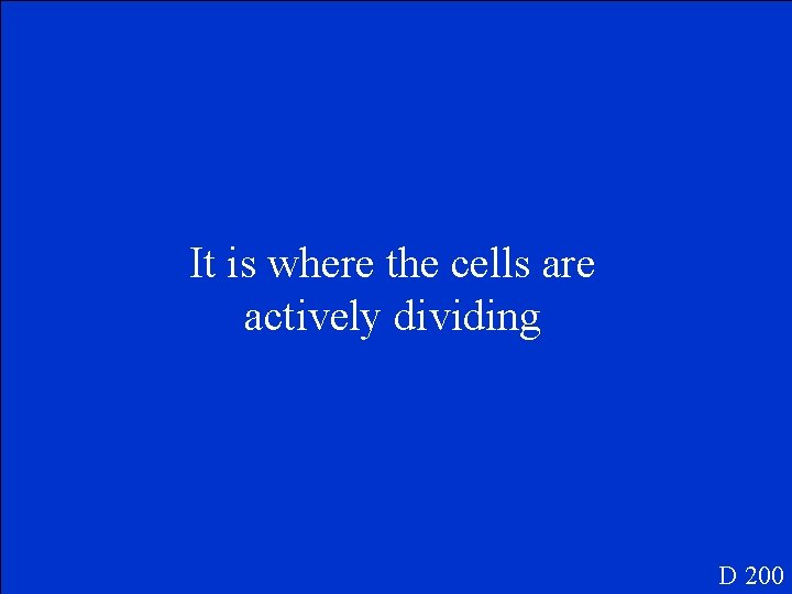 It is where the cells are actively dividing D 200 