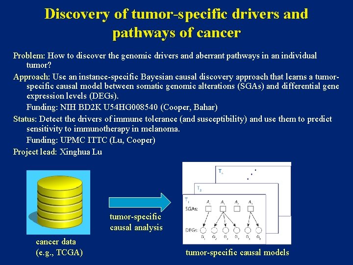 Discovery of tumor-specific drivers and pathways of cancer Problem: How to discover the genomic