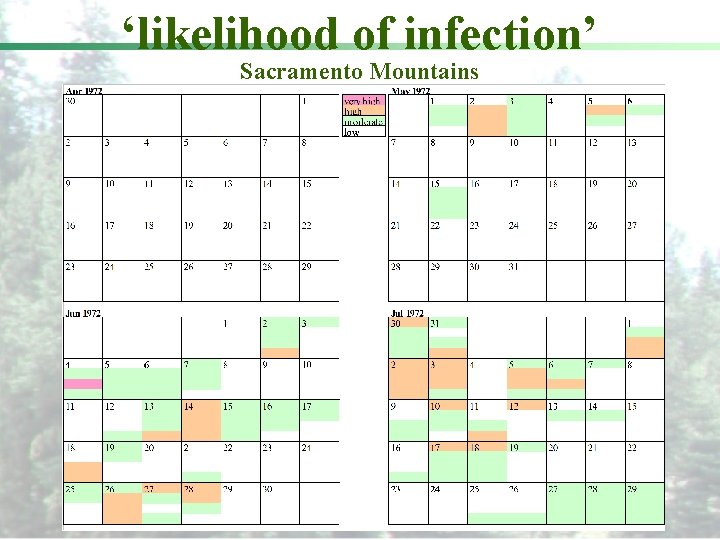 ‘likelihood of infection’ Sacramento Mountains 1972 spore season 