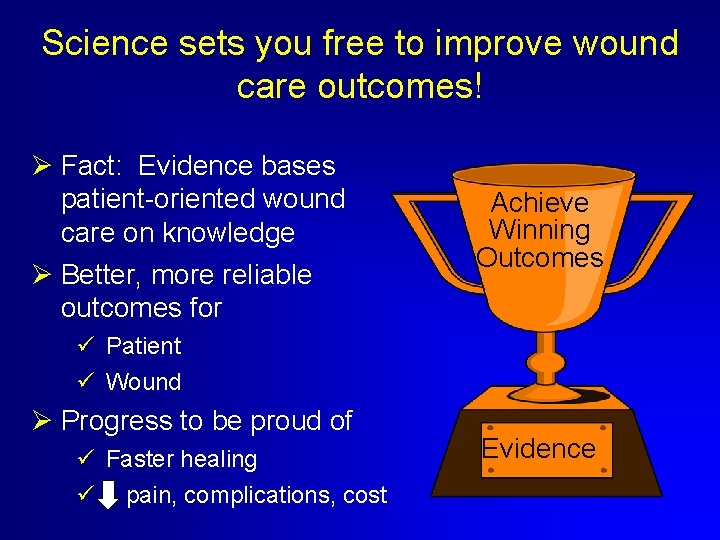 Science sets you free to improve wound care outcomes! Ø Fact: Evidence bases patient-oriented