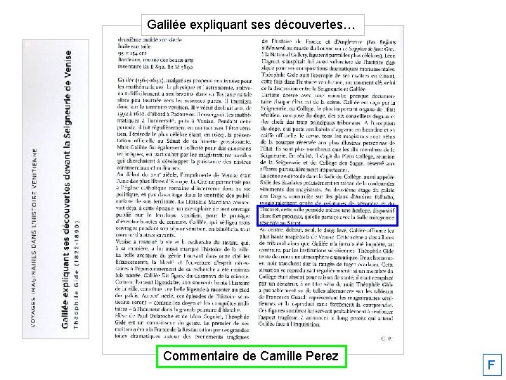 Galilée expliquant ses découvertes… Commentaire de Camille Perez F 
