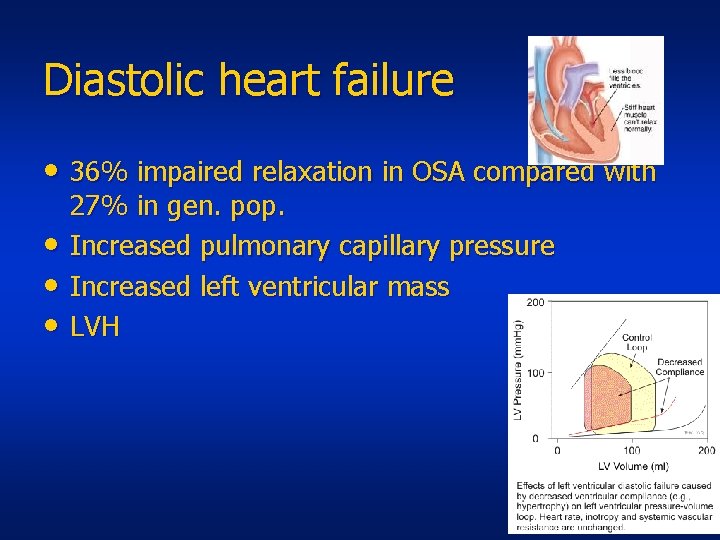 Diastolic heart failure • 36% impaired relaxation in OSA compared with • • •