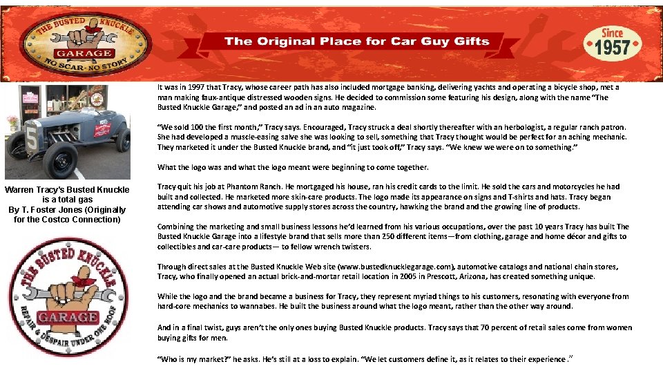 It was in 1997 that Tracy, whose career path has also included mortgage banking,