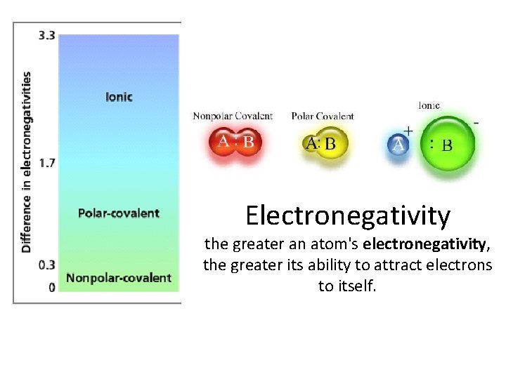 Electronegativity the greater an atom's electronegativity, the greater its ability to attract electrons to