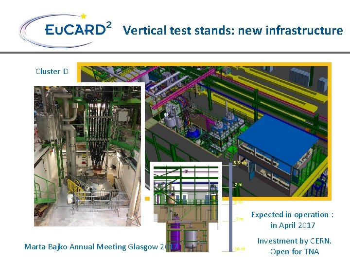 Vertical test stands: new infrastructure Cluster D 5. 5 m 2 m 0 m