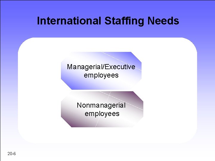 International Staffing Needs Managerial/Executive employees Nonmanagerial employees 20 -6 
