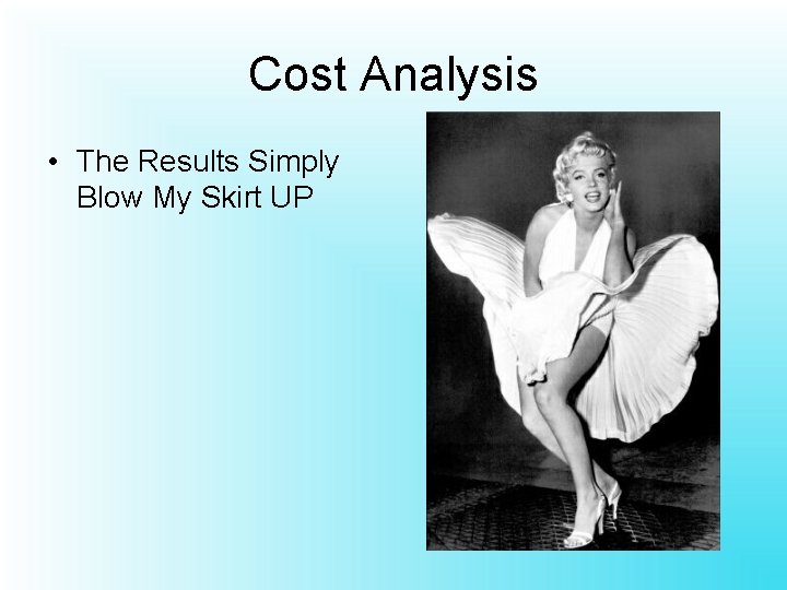 Cost Analysis • The Results Simply Blow My Skirt UP 