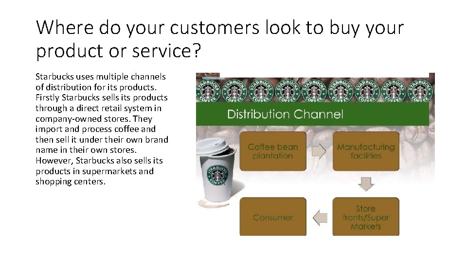 Where do your customers look to buy your product or service? Starbucks uses multiple