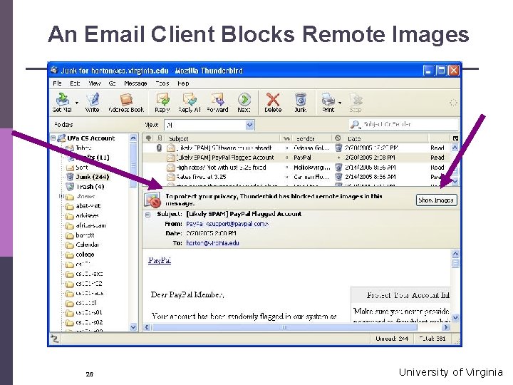 An Email Client Blocks Remote Images 26 University of Virginia 