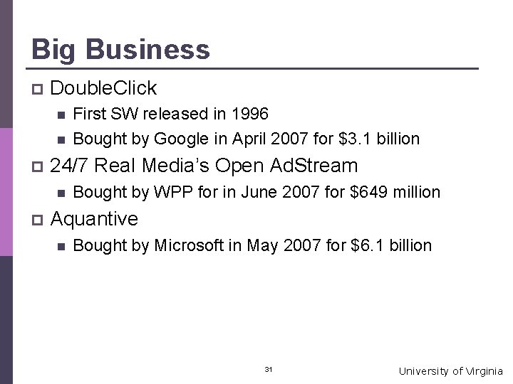 Big Business p Double. Click n n p 24/7 Real Media’s Open Ad. Stream