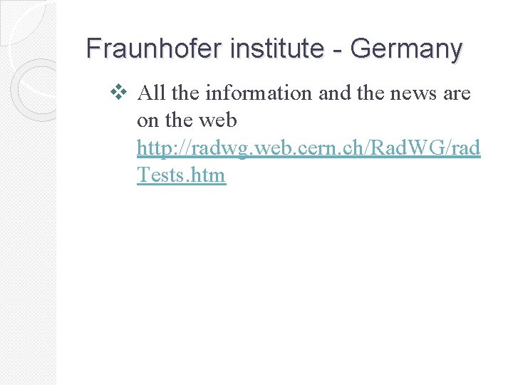 Fraunhofer institute - Germany v All the information and the news are on the