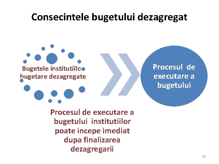 Consecintele bugetului dezagregat Bugetele institutiilor bugetare dezagregate Procesul de executare a bugetului institutiilor poate