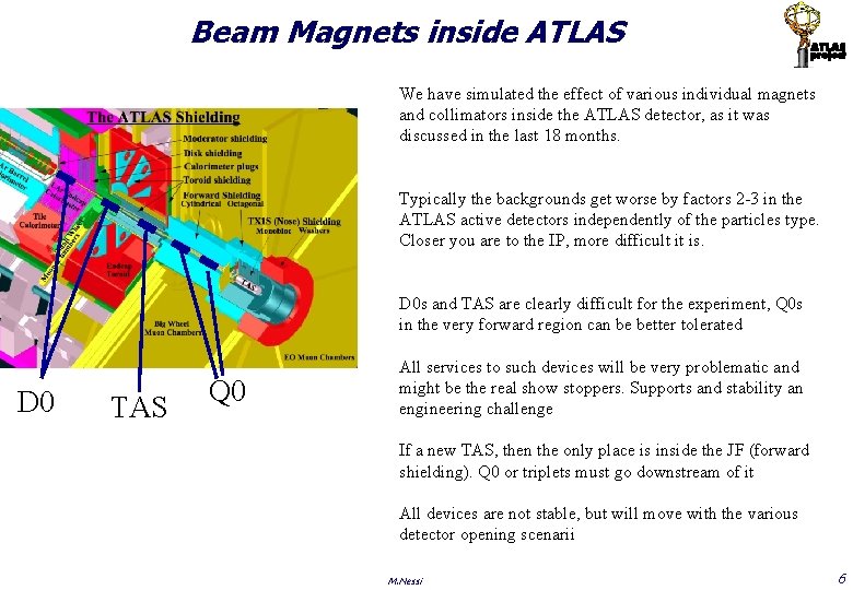 Beam Magnets inside ATLAS We have simulated the effect of various individual magnets and