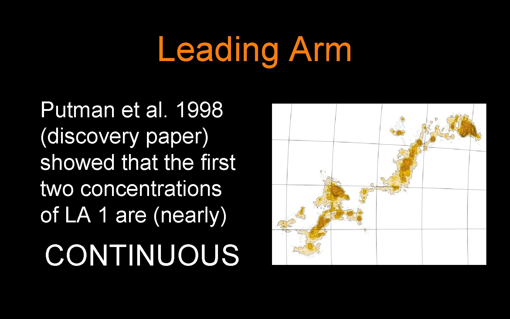 Leading Arm Putman et al. 1998 (discovery paper) showed that the first two concentrations