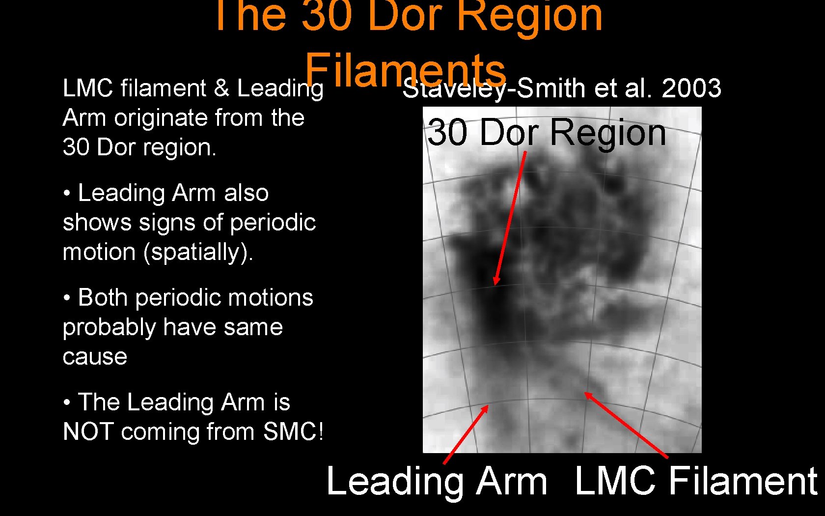 The 30 Dor Region Filaments LMC filament & Leading Staveley-Smith et al. 2003 Arm