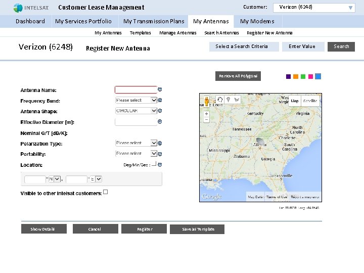 Customer Lease Management Customer: Verizon (6248) Dashboard My Services Portfolio My Transmission Plans My