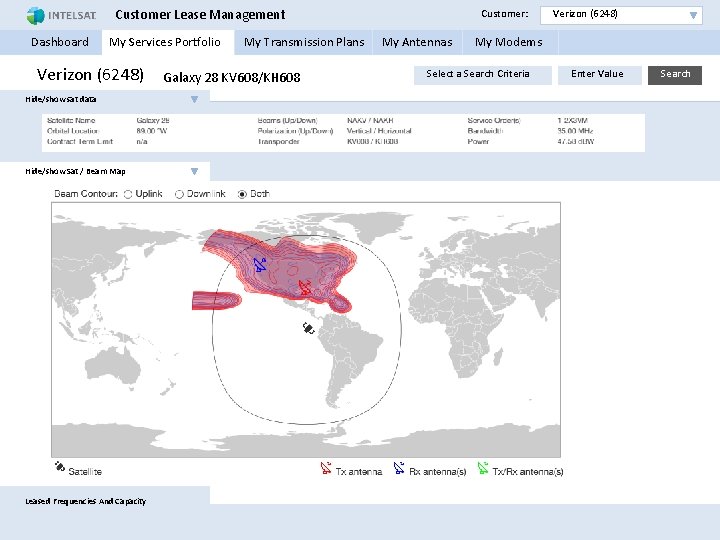 Customer Lease Management Customer: Verizon (6248) Dashboard My Services Portfolio My Transmission Plans My