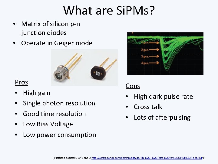 What are Si. PMs? • Matrix of silicon p-n junction diodes • Operate in