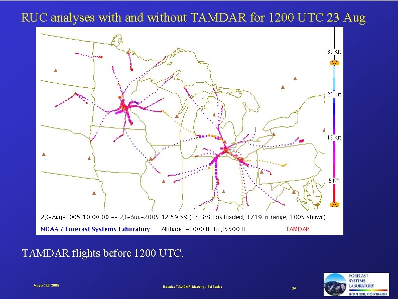RUC analyses with and without TAMDAR for 1200 UTC 23 Aug TAMDAR flights before