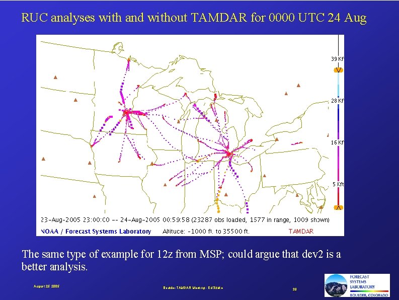 RUC analyses with and without TAMDAR for 0000 UTC 24 Aug The same type