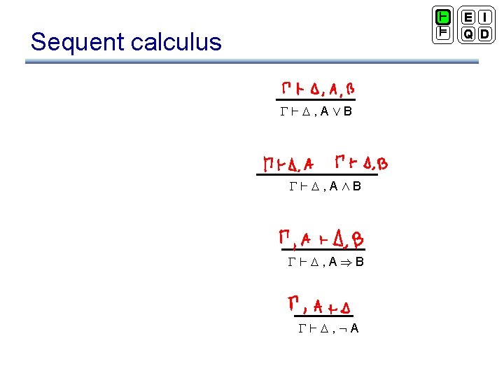 ` ² Sequent calculus ` , AÇB ` , AÆB ` , A)B `