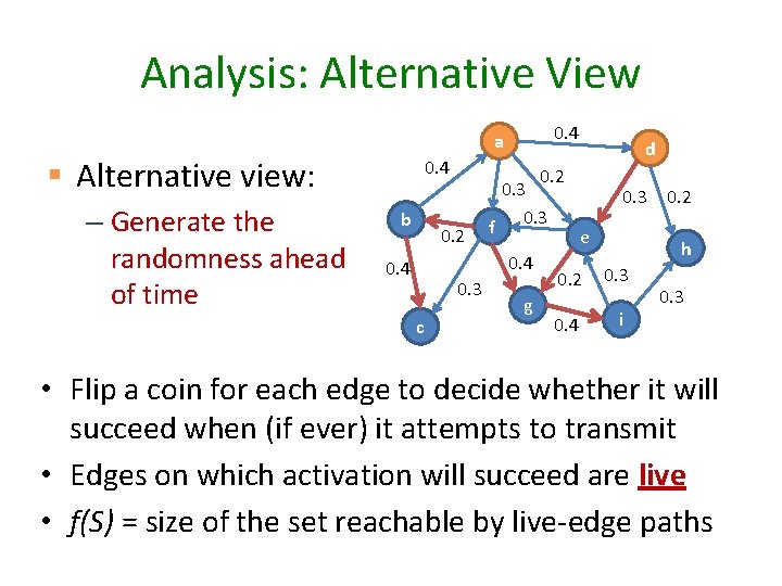 Analysis: Alternative View a § Alternative view: – Generate the randomness ahead of time