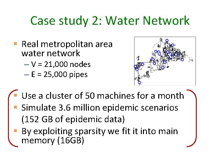 Case study 2: Water Network § Real metropolitan area water network – V =