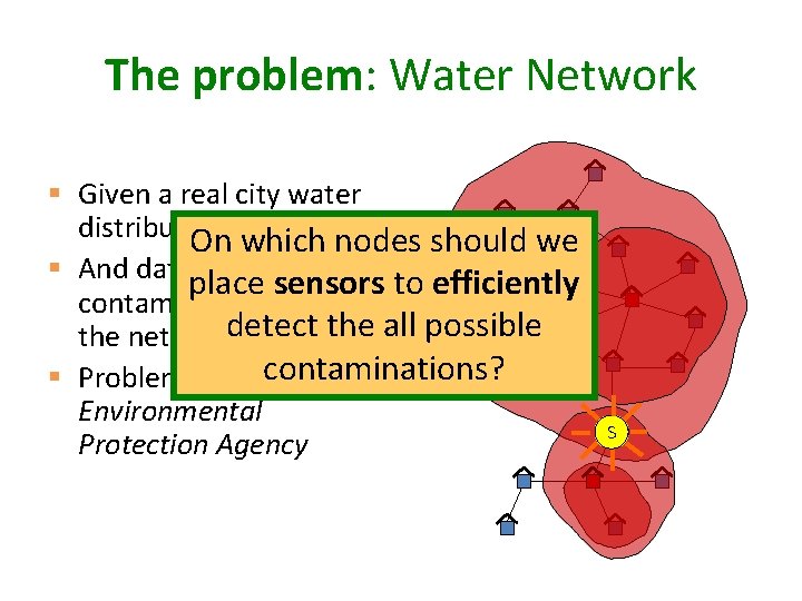 The problem: Water Network § Given a real city water distribution Onnetwork which nodes