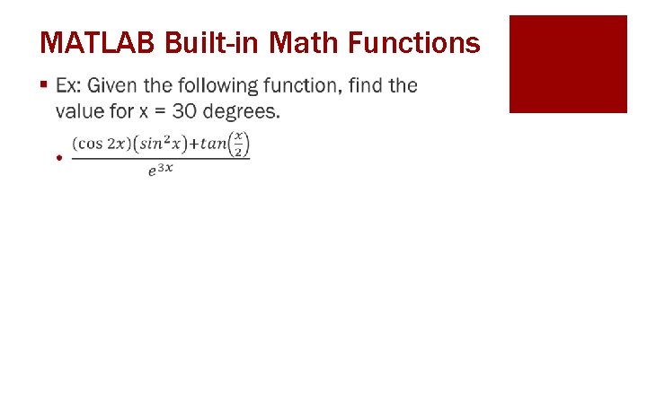MATLAB Built-in Math Functions § 