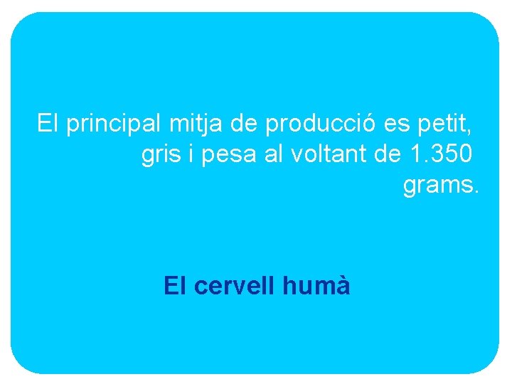 El principal mitja de producció es petit, gris i pesa al voltant de 1.