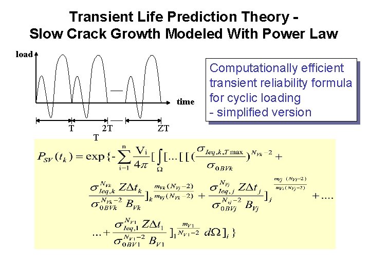 Transient Life Prediction Theory - Slow Crack Growth Modeled With Power Law load time