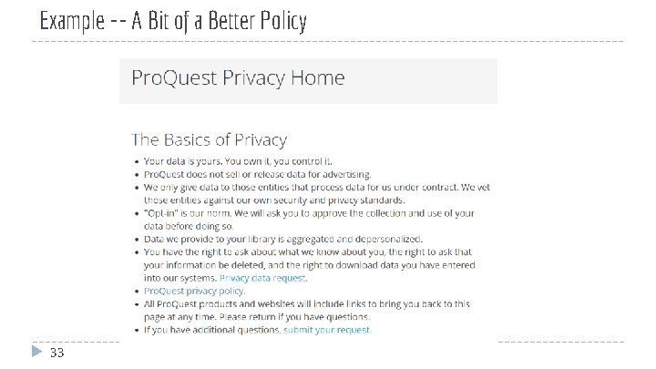 Example -- A Bit of a Better Policy 33 