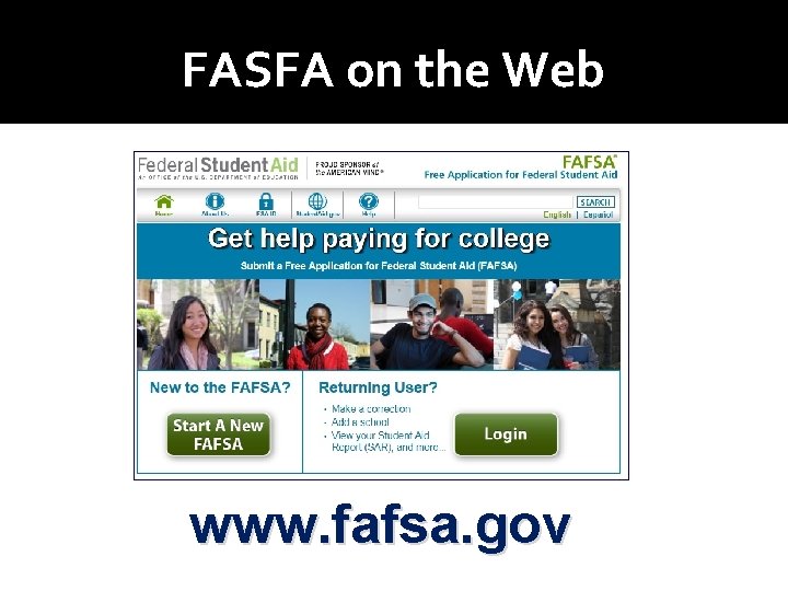 FASFA on the Web www. fafsa. gov 