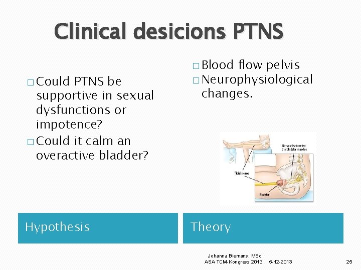 Clinical desicions PTNS � Could PTNS be supportive in sexual dysfunctions or impotence? �