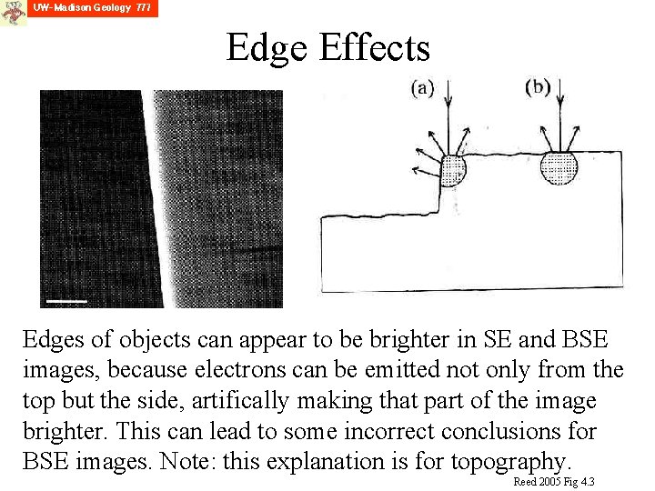 Edge Effects Edges of objects can appear to be brighter in SE and BSE