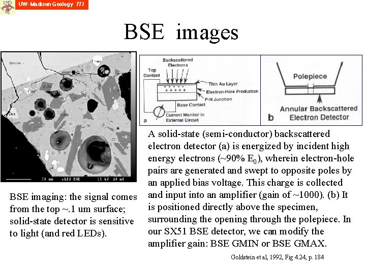 BSE images BSE imaging: the signal comes from the top ~. 1 um surface;