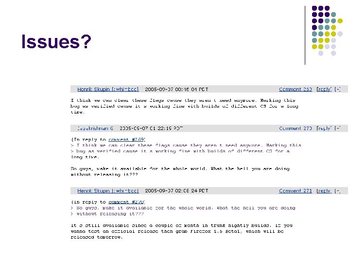 Issues? 