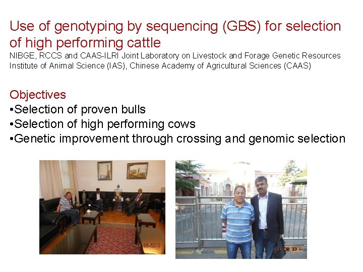 Use of genotyping by sequencing (GBS) for selection of high performing cattle NIBGE, RCCS